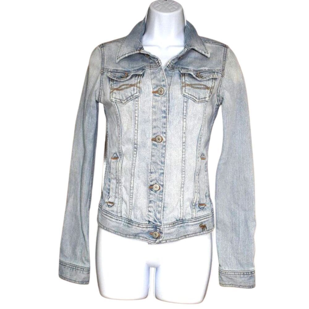 Vtg Abercrombie Girls Denim Tucker Jean Jacket Size XL Womens XXS